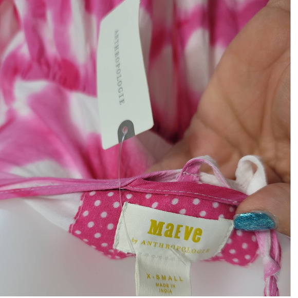 Maeve by Anthropology Pink White Polka Dot Maxi Dress XS NWT - Picture 10 of 10